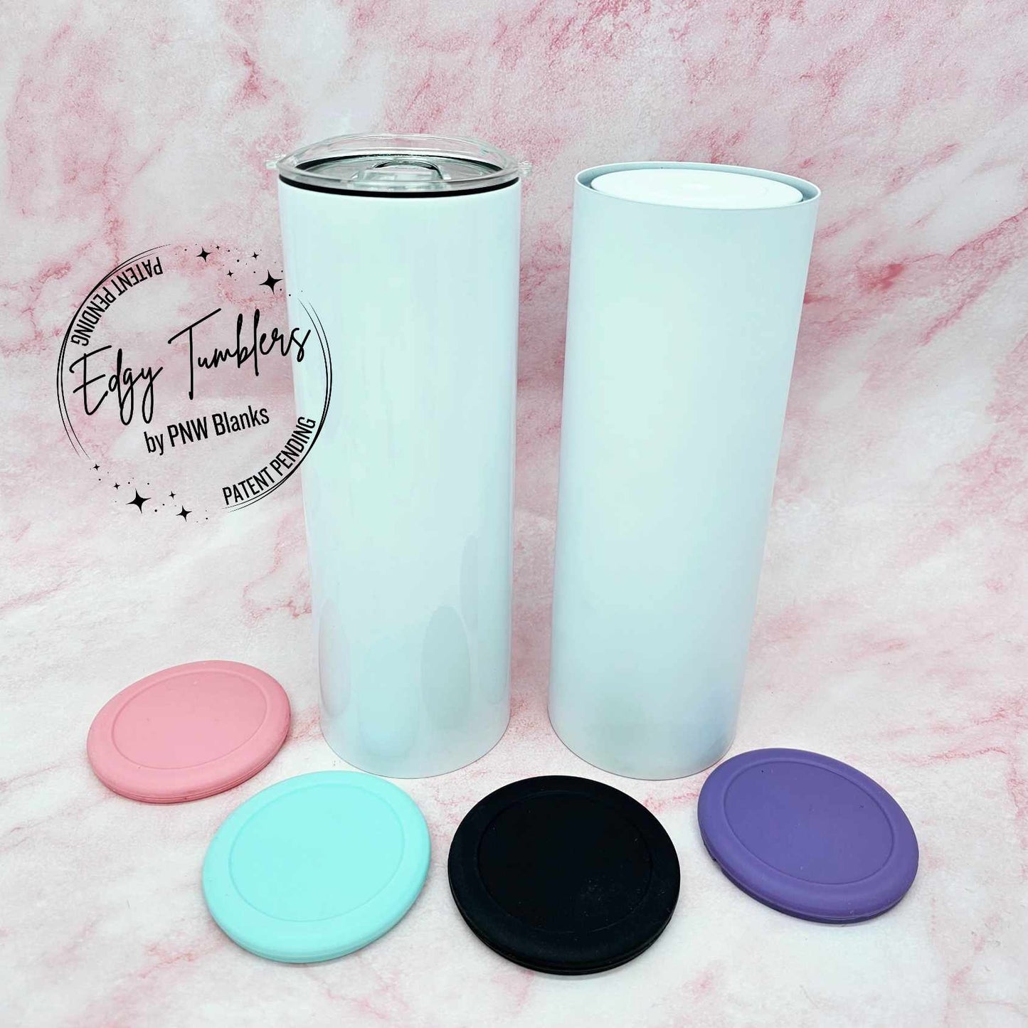 20oz Edgy Tumbler® 2.0 Glossy | Flat Bottom with Silicone Inserts | Premium Sublimation Coating | Volume Pricing | Patent Pending