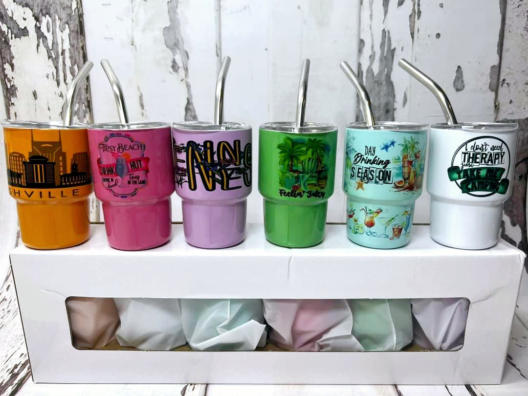 3oz Shot Glass 6 Pack | Mixed Colors or All White | Sublimation