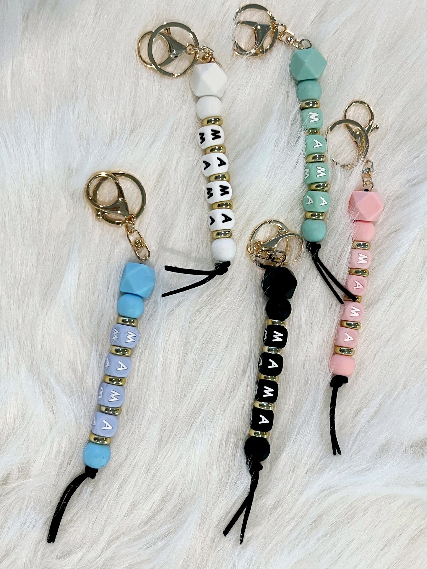 Bead Bracelet and Dangle MAMA Keychain | Sublimation Disc | Ships from TN