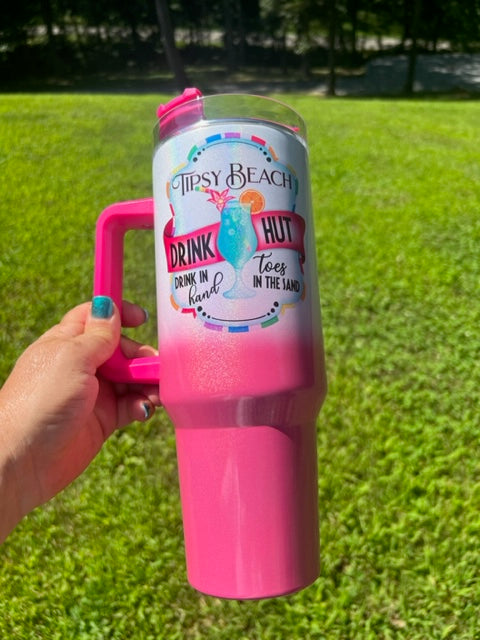 40oz Ombre Shimmer Jumbo Tumbler | Removable Handle | Sublimation