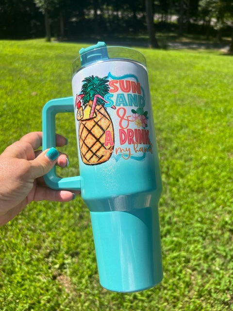 40oz Ombre Shimmer Jumbo Tumbler | Removable Handle | Sublimation