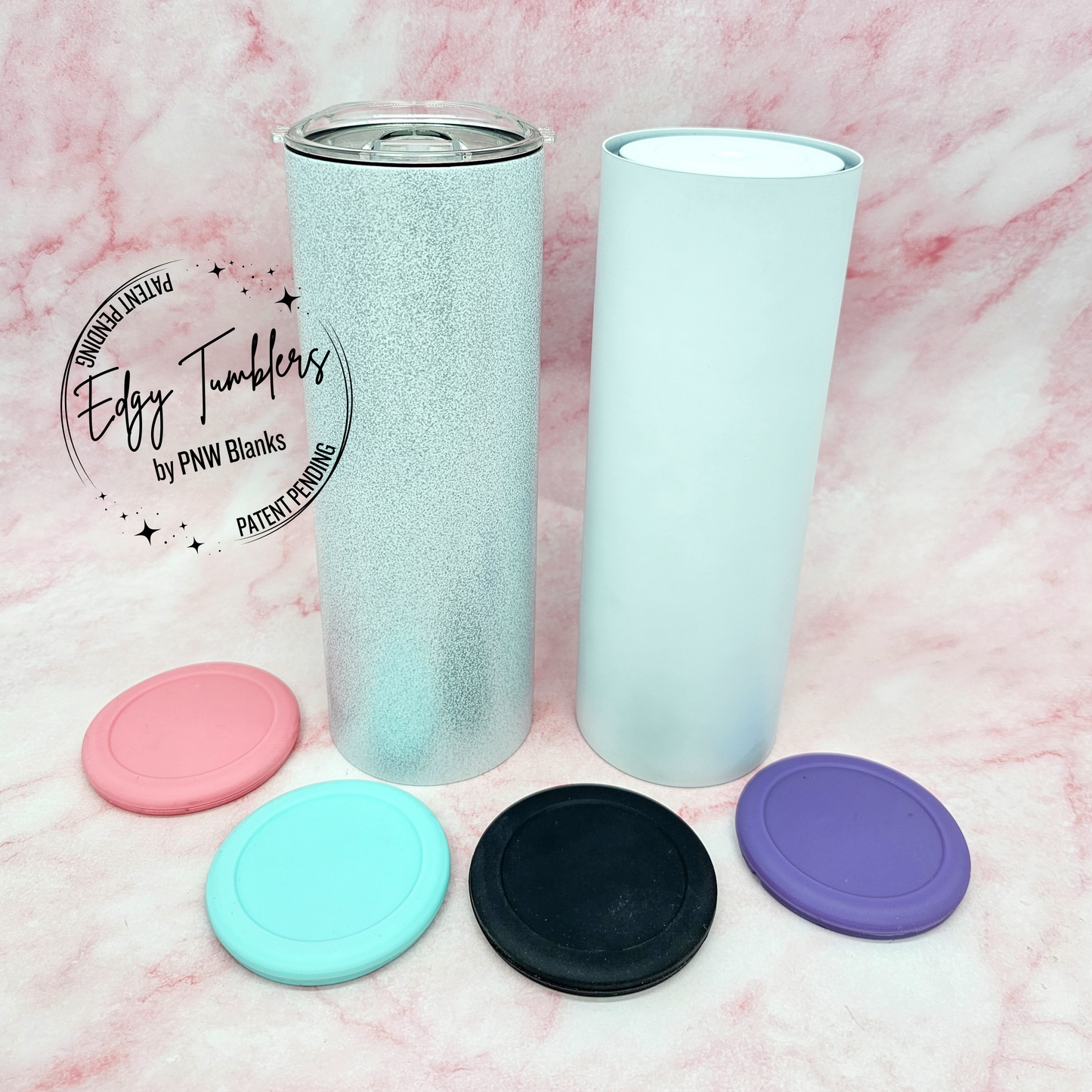 20oz Edgy Tumbler® 2.0 Glitter | Flat Bottom with Silicone Inserts | Premium Sublimation Coating | Volume Pricing | Patent Pending