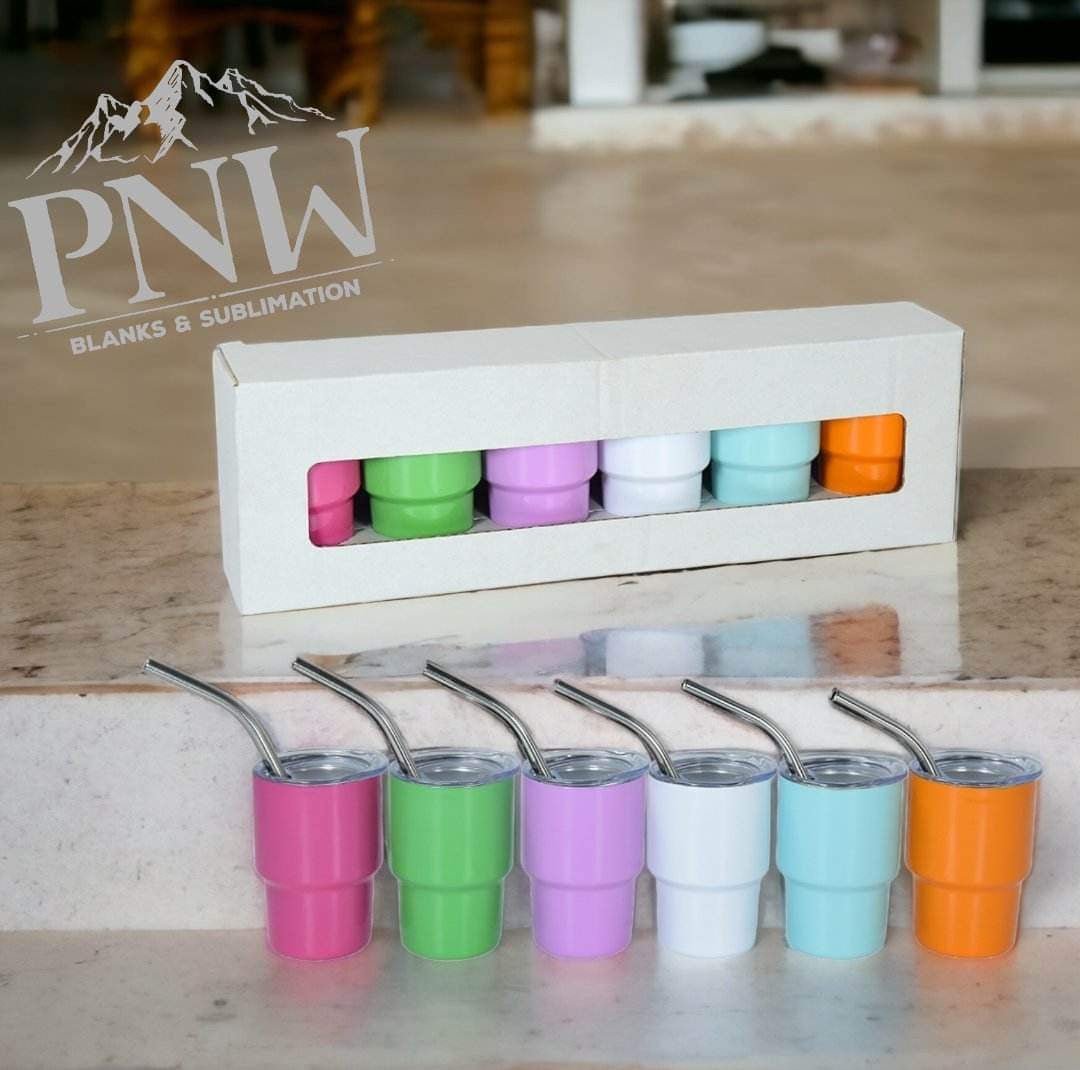 3oz Shot Glass 6 Pack | Mixed Colors or All White | Sublimation