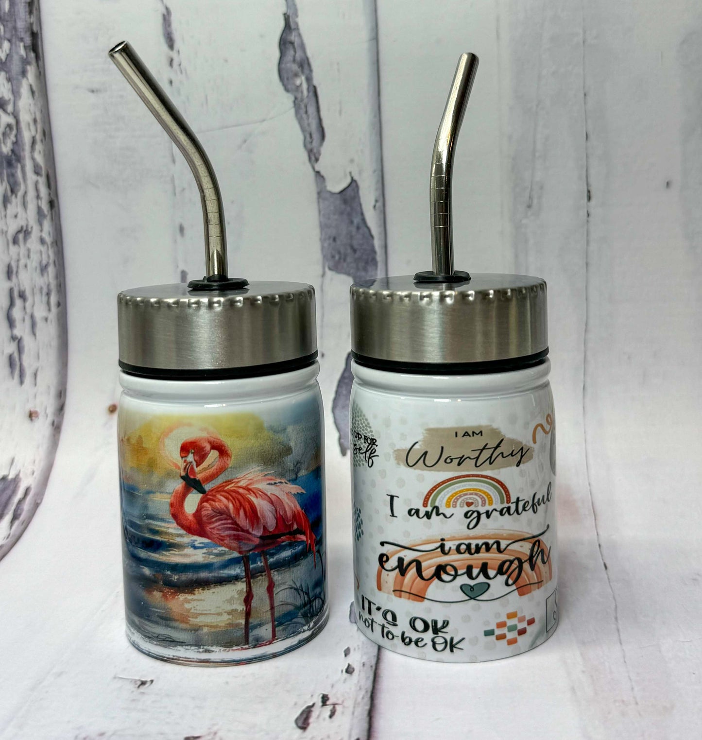 4oz Mini Mason Jar | Edgy Tumbler | White or Stainless Steel | Sublimation (White only)