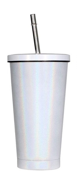 16oz White Sparkler Straw Tumbler | Sublimation | Volume Pricing