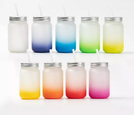 15oz Ombre Glass Mason Jars | Sublimation | Clearance