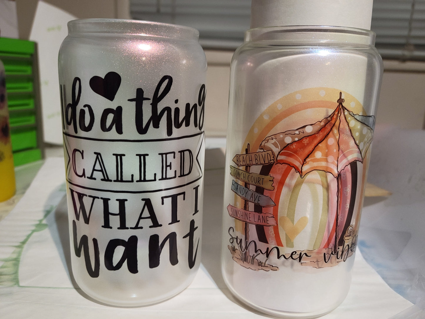16oz Sparkle Glass Can w/ Bamboo Lid | Sublimation | Clearance
