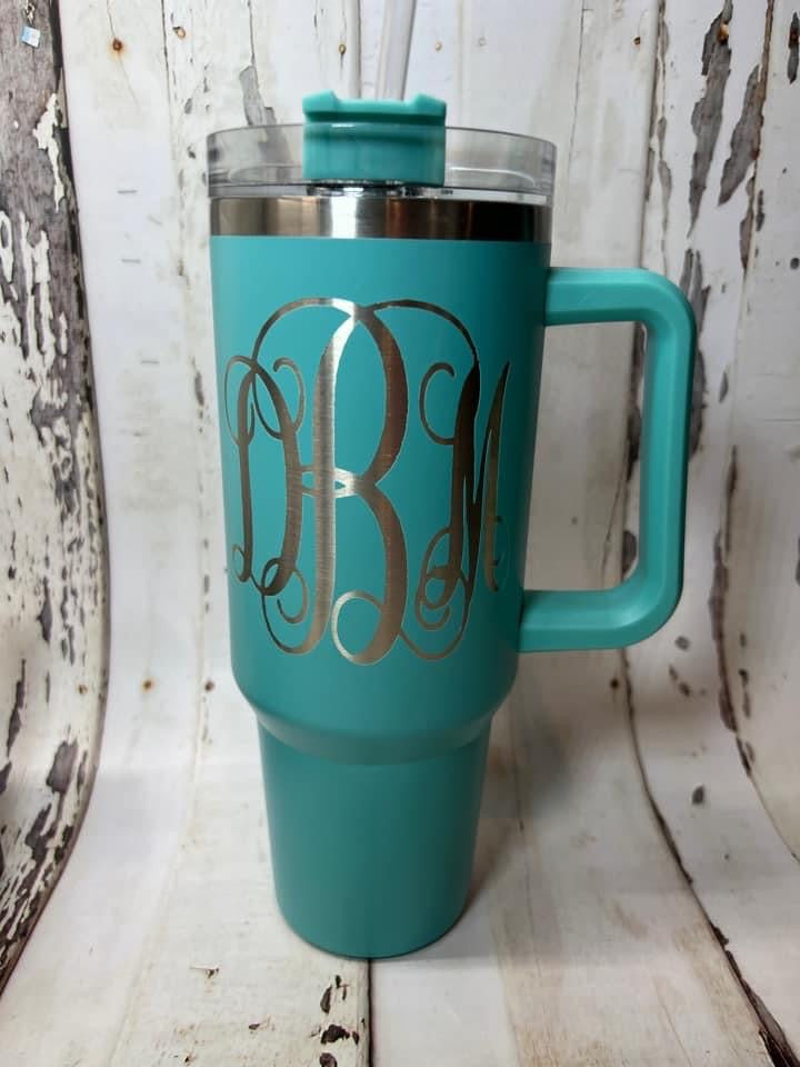 40oz Powder Coated Jumbo Tumbler | Removable Handle | NOT Sublimation | Ships from TN