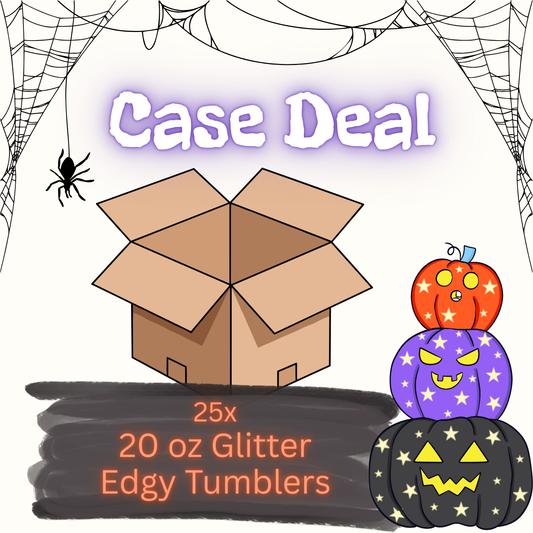 Case Deal: 25x 20 oz Glitter Edgy Tumblers - Mixed Color Bottoms - FREE SHIPPING