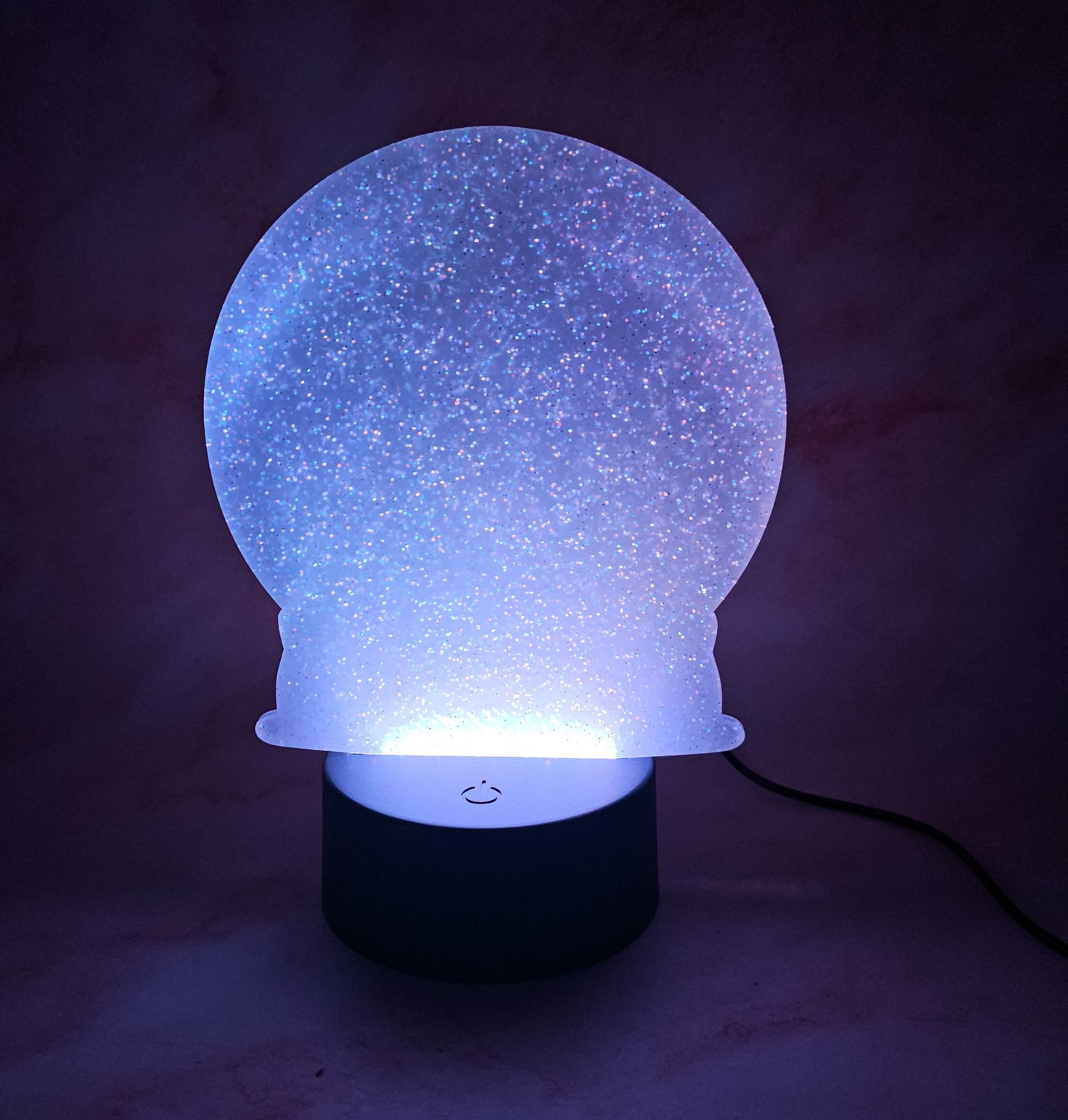 LED Light Stand with Snowglobe Glitter Acrylic Insert