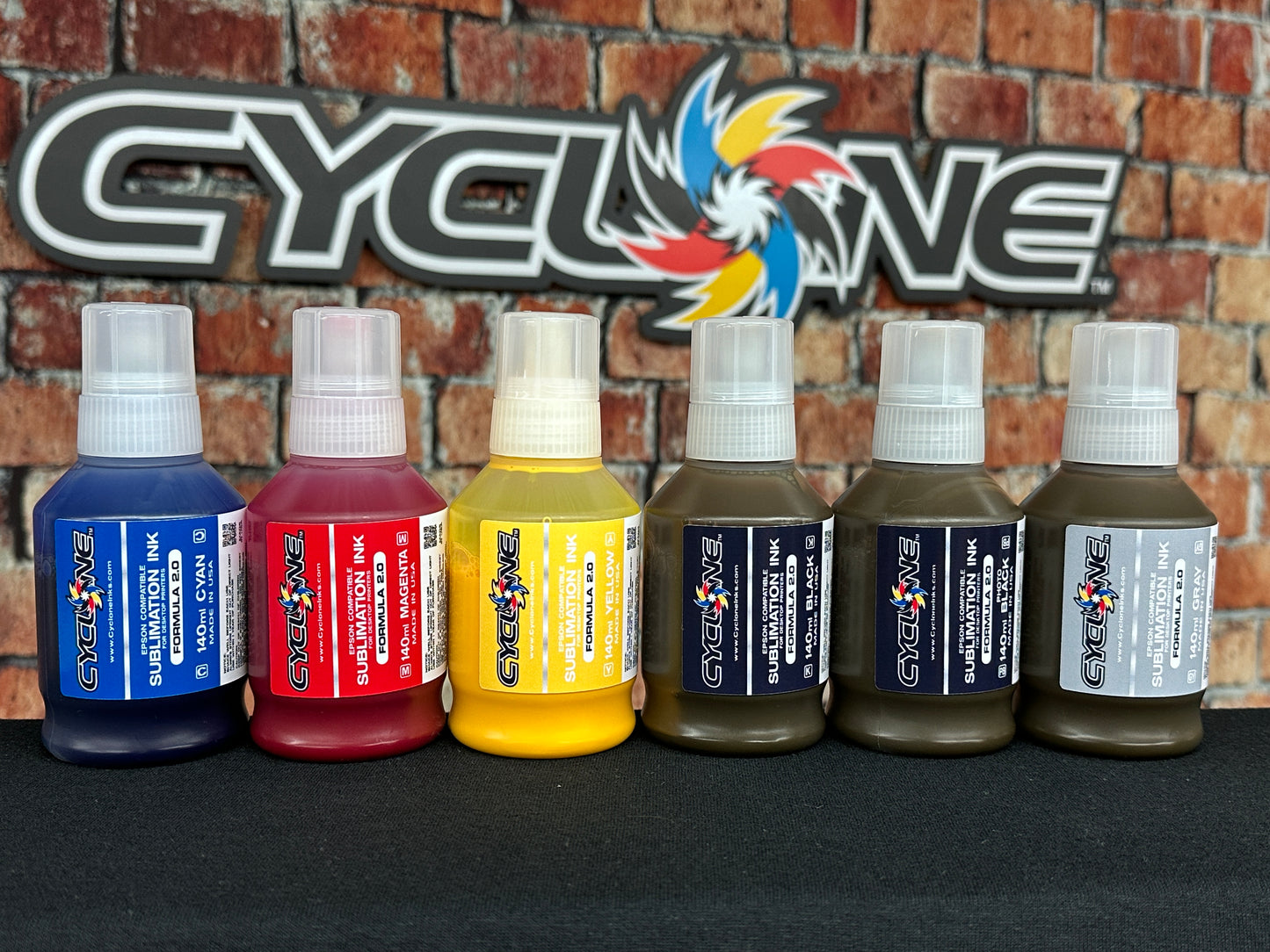 Cyclone 2.0 Sublimation Ink | CMYK-PB-GY 140ml 6 Bottle Set for EPSON EcoTank ET-8550 | Made in the USA