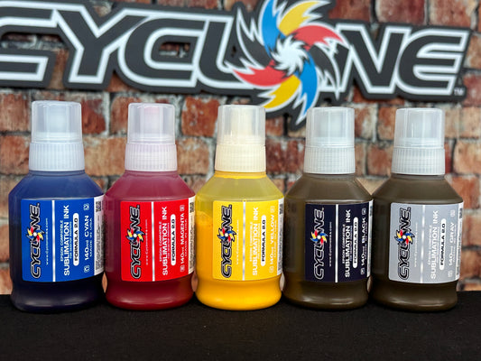 Cyclone 2.0 Sublimation Ink | CMYK-GY 140ml 5 Bottle Set for EPSON EcoTank ET-8550 | Made in the USA