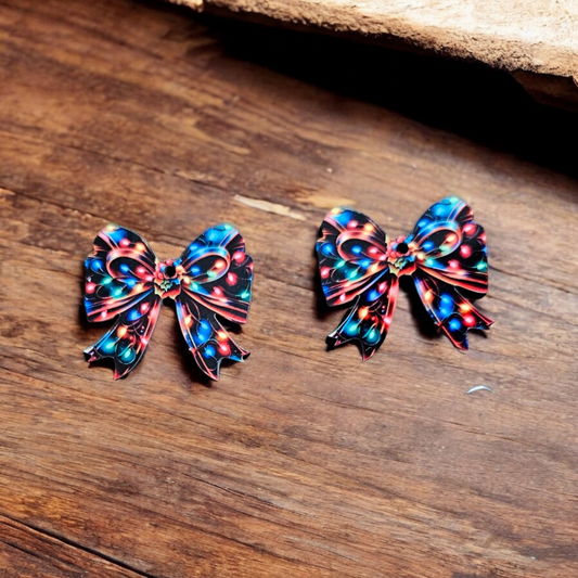 Christmas Bow Sublimation Acrylic Earrings
