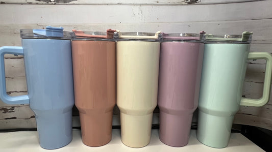 40oz Pastel Jumbo Tumbler | Removable Handle | Sublimation | Ships from TN