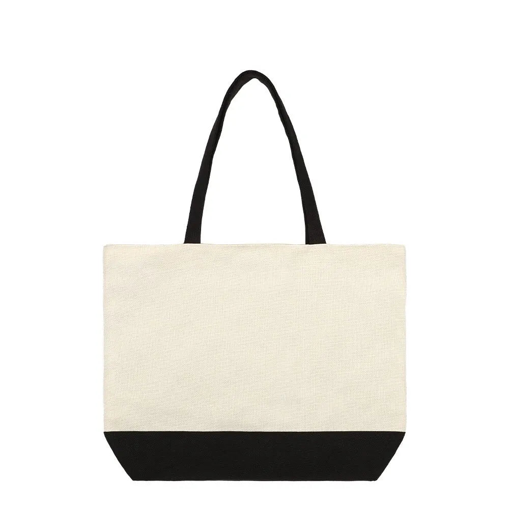 Linen/Black Tote Bag with Gusset | Sublimation Linen | Polyester