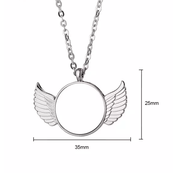 Necklace | Round Angel Wing | Sublimation | Ships from TN